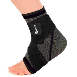 MAXFIT Tobillera de Compresión 1 Unidad, Protección Tobillos, Calcetines , Tobillera Deportiva Ortopédica, Tobilleras Gym, para Basquetbol, Esguince, Talon de Aquiles, Tobillera para Mujeres y Hombres, Mod HH007 (Negro, Large)