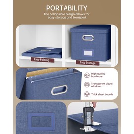 Oterri File Organizer with Lid, File Box, File Cabinet for Letter File Folder Storage, Hanging File Organizer for Office/Decor/Home,Document Organizer, 1 Pack,Blue-Box Only