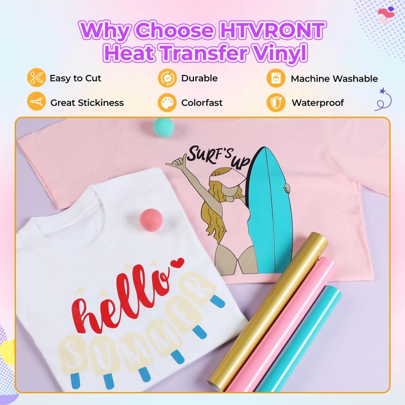 HTVRONT Heat Transfer Vinyl - 25 Packs HTV Vinyl for