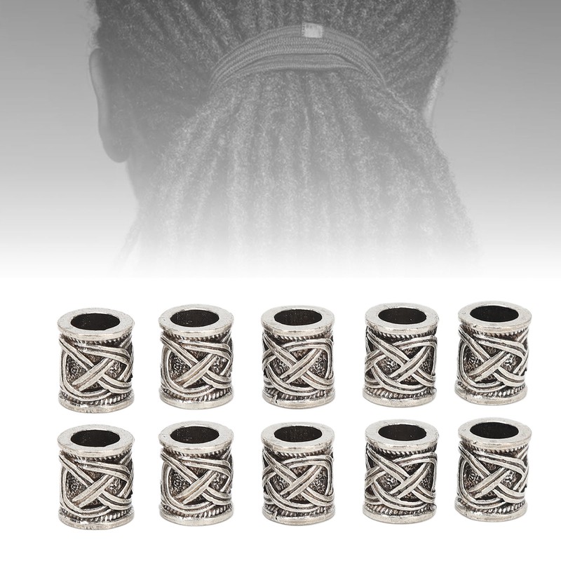 20PCS Beard Beads Retro Alloy Multipurpose Hair Tube Beads for