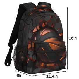 UIWOLTIK Painting Basketball Crash School Backpack for Girls Boys Kids, Travel Backpack Lightweight Water Resistant School Bag Student Bookbag Laptop Backpack,Casual Travel Camping Hiking Daypack