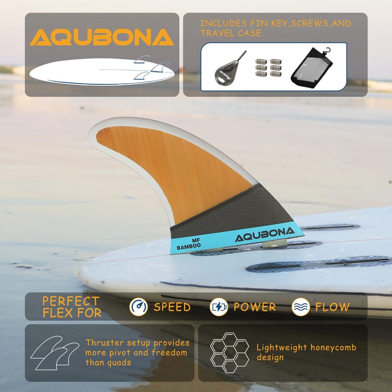 AQUBONA Double Tabs MF FINS Surfboard Fiberglass Fins for Surfing