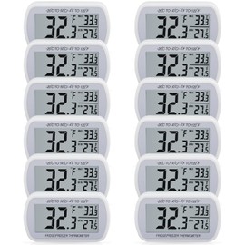 AEVETE 12 Pack Waterproof Digital Refrigerator Thermometer Large LCD, Freezer Room Thermometer with Magnetic Back, No Frills Easy to Read