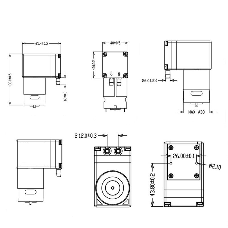 Vacuum pump DC 12V 12W, micro diaphragm pump air compressor
