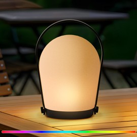 FUYO Outdoor LED Portable Lamp, with Remote Control IP44 Water-Resistant Rechargeable Hanging Lantern 8-10H runtime Warm White & RGB Colors Candle Mode for Camping Patio Garden