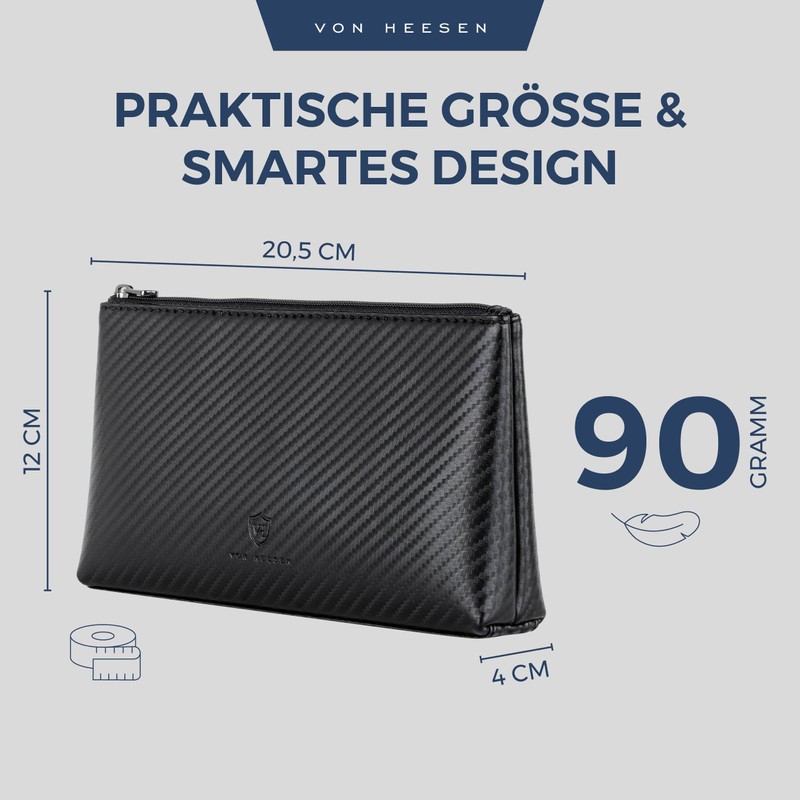 VON HEESEN Cosmetic Bag Toiletry Bag, Black carbon, medium /