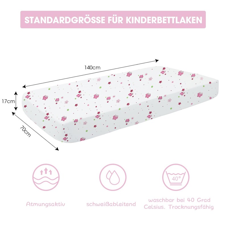 Bimocosy 2 Pack Cot Sheets 70x140cm, Soft Cotton Mattress Protector