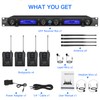 MicrocKing UHF Wireless Microphone System Cordless Lapel/Headset/Lavalier Mic(4 Bodypacks), Fixed