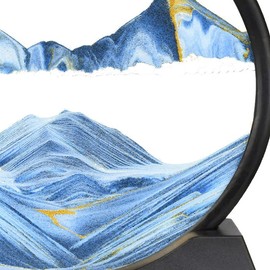 Moving Sand Art Picture Round Glass Quicksand Painting 3D Deep Sea Sandscape, Decorative Artwork, 7.09x7.48 inches