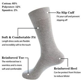 PUJANE Men's Dress Socks 5 Pairs Mens Cotton Calf Business Formal Socks Soft Breathable Athletic Long Crew Casual Socks (Multicolor Size XL)