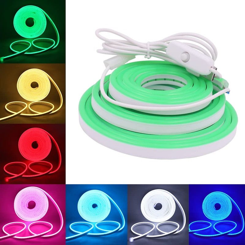 Wisada 5V LED neon Light with Push Button on/Off [4m,