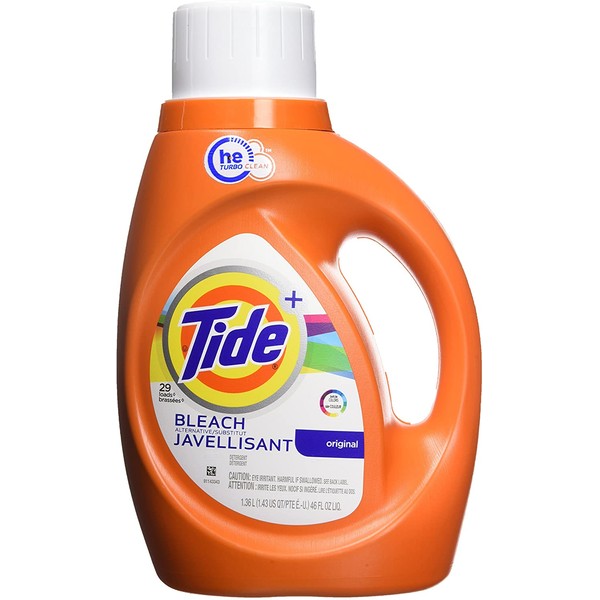 Tide Plus Bleach Alternative Safe on Colors HE Turbo Clean Liquid Laundry Detergent, Original Scent, 1.36 L (29 Loads), 46 Fl Oz (Pack of 1) (037000875482)
