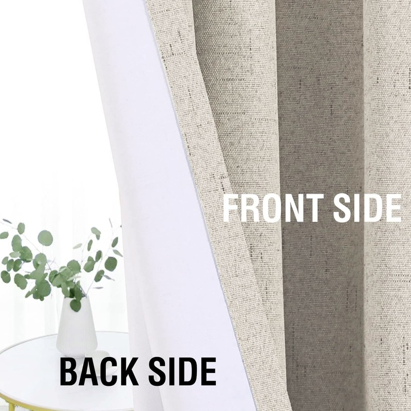 H.VERSAILTEX Linen Look 100% Blackout Curtains 84 Inches Long for