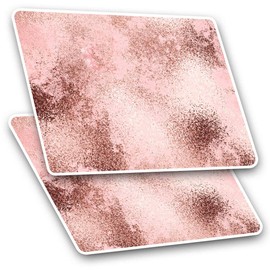 Rectangle Stickers (Set of 2) 10cm - Rose Gold Foil Copper Colour Grunge Fun Decals for Laptops,Tablets,Luggage,Scrap Booking,Fridges, #24124