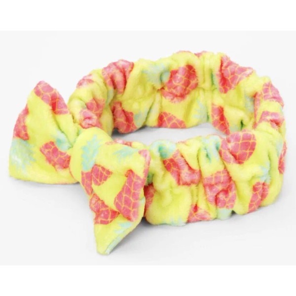 Pineapple Claire’s Yellow Pink pineapple plush spa makeup Bow headband