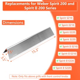 QuliMetal SUS304 7635 Flavorizer Bars for Weber Spirit E210, E220, S210, S215, Spirit 200 & GS4 Spirit II E210, Spirit II E220 Gas Grills with Front Control, 15.3" Flavorizer Bars for Weber 67045