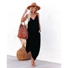 Women's Casual Sleeveless Deep V Neck Pockets Maxi Long Dress