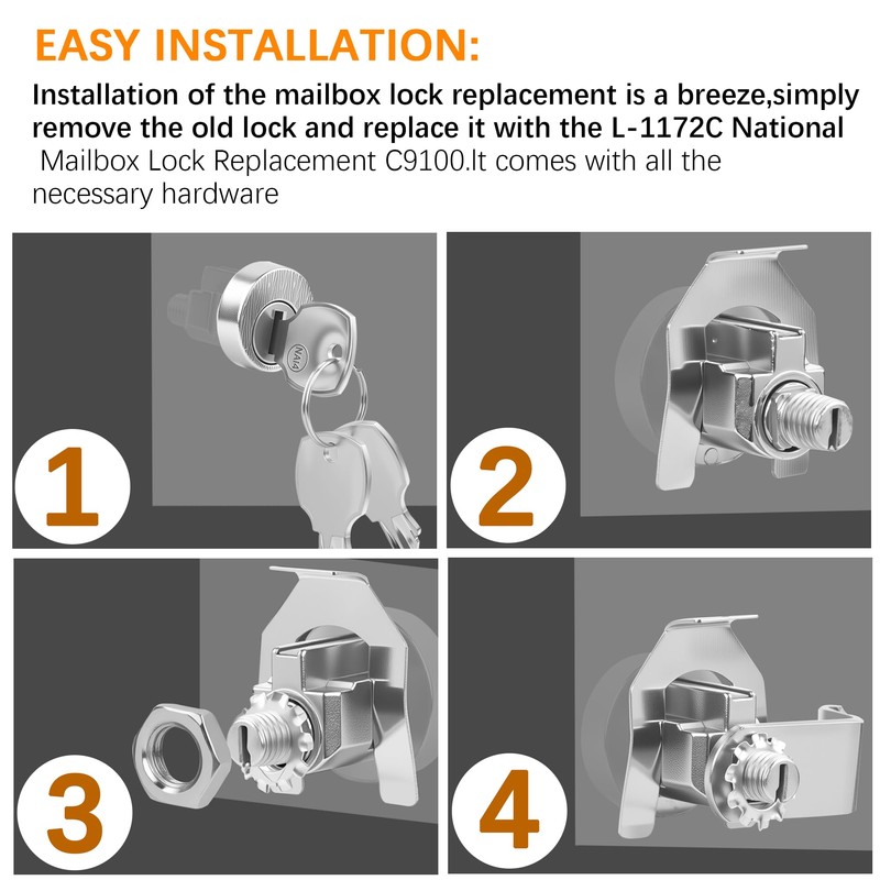 10 Pack L-1172C Mailbox Lock Replacement Includes 3 Keys Per
