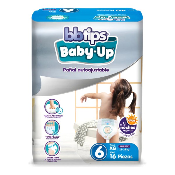 Pañal Autoajustable Bbtips Baby-up junior T6 16 Pzas Extra Grande (xg) Sin