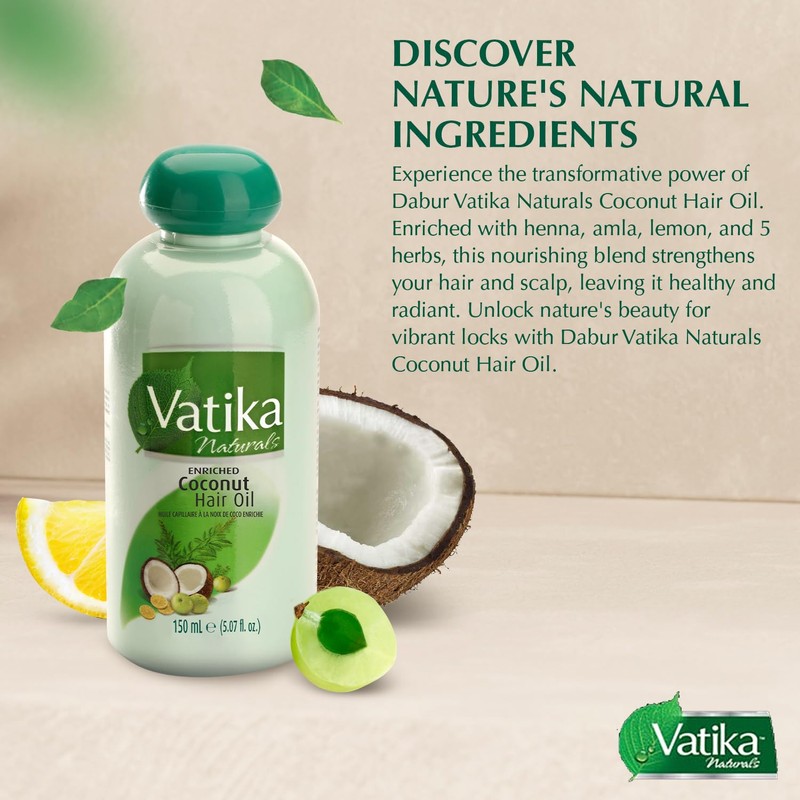 Dabur Vatika Naturals Coconut Hair Oil with Henna, Amla, Lemon