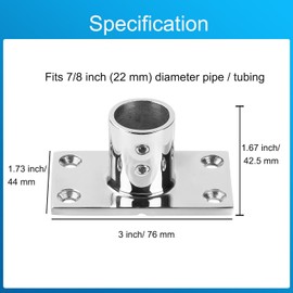 ODYSUNRAL Marine Grade Boat Rectangle Hand Rail Base, Sturdy and Versatile, 316 Stainless Steel 90 Degree Base Rail Fitting for 7/8 inch Tube(2-Pack)