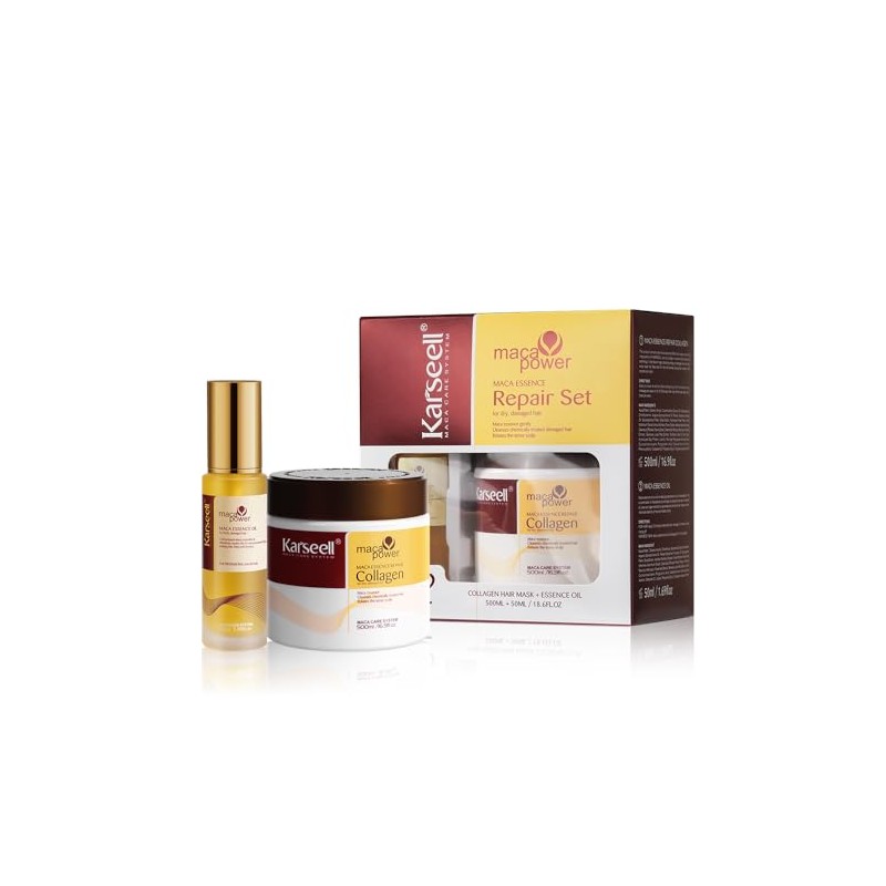 Karseell Mascarilla con Colágeno y Aceite Capilar, Set de 2