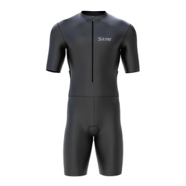 SIKMA Men’s Cycling Skinsuit Padded One Piece Half Sleeves Net at the back Trisuit Bike Top Short (Black, XX-Large)