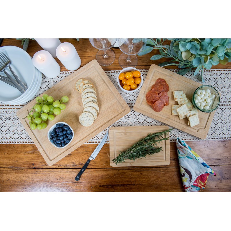 Lipper International Bamboo Wood Cutting Boards with Built-In Juice Grooves