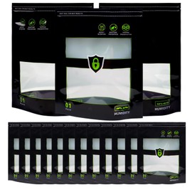 Samvitral 5 Pcs 1LB Storage Terp Bags 58%-62% RH 2-Way Humidity Control Bags for Curing & Storage, Resealable Zipper, 16 oz (approx. 0.26 L), 5 Sets, Plastic, Food & Sports