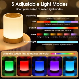 NIWOHOM NIWOHOM Nachttischlampe Touch Dimmbar, LED Tischlampe Akku USB Aufladbar mit 256 RGB Farben&5 Modi, Warmwei? Nachtlicht mit Timer Speicherfunktion, Touch Lampe Kabellos fr Schlafzimmer, Kinderzimmer