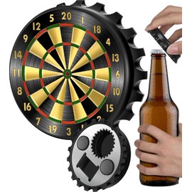 Buleens Magnetic Bottle Opener for Fridge, Cute Funny Designer Beer Bottle Opener Magnet for Refrigerator with Dart Board Sticker for Men Women, for Beer Lovers, Black