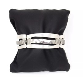 Unbranded Silver and gray metal stretch bracelet with three rows in alternating colors New