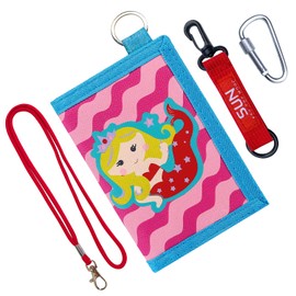 Leehoom Canvas Trifold Wallets with Zipper Pocket?Kids Wallets for Boys Girls with Magic Sticker - Mermaid