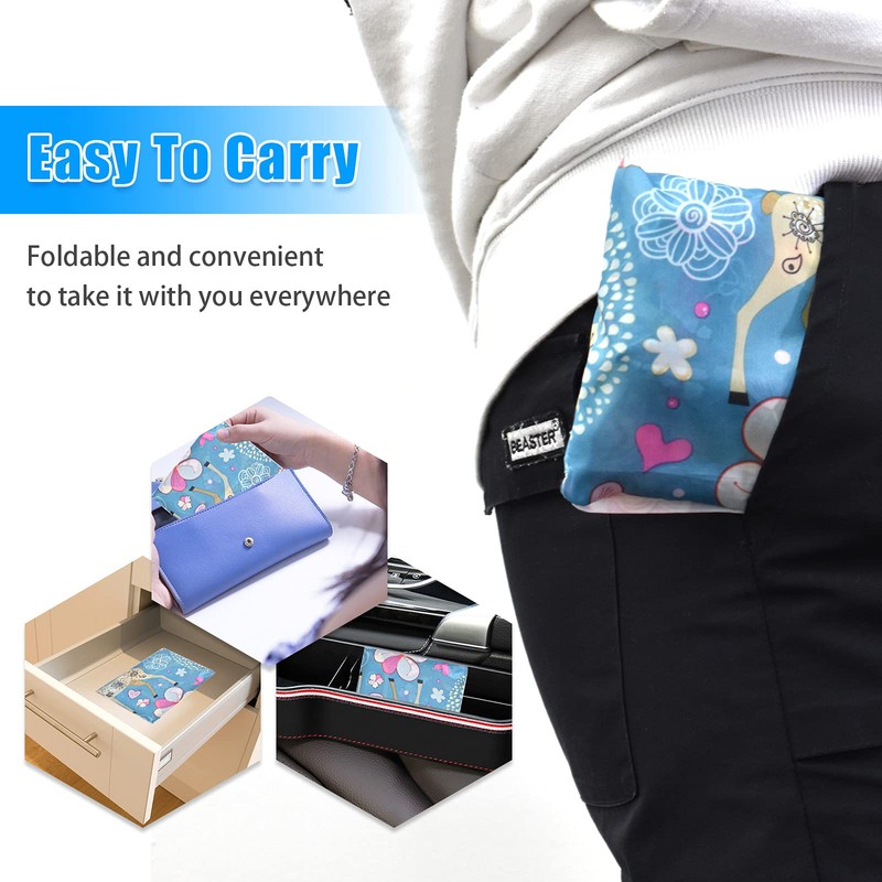 XonyiCos 6 Pcs Reusable Grocery Bag, Foldable Eco-Friendly Shopping Bags,