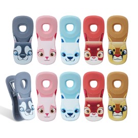 COOK WITH COLOR Cute Magnetic Bag Clips - 10 Pc. Set of Chip Clips and Snack Clips with Printed Designs- Kitchen and Food Bag Clips for Airtight Seal for Food Storage (Pet Pals)