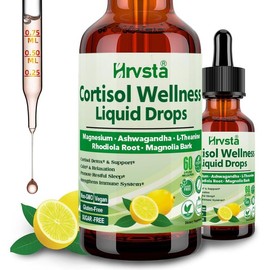 Hrvsta Cortisol Liquid Drops – 17-in-1 Detox with Magnesium Glycinate, L-Theanine, Phosphatidylserine & Mood Support for Women | Ashwagandha, Sea Moss