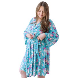 RuffleButts Fancy Me Floral Women's Maternity Robe - One Size