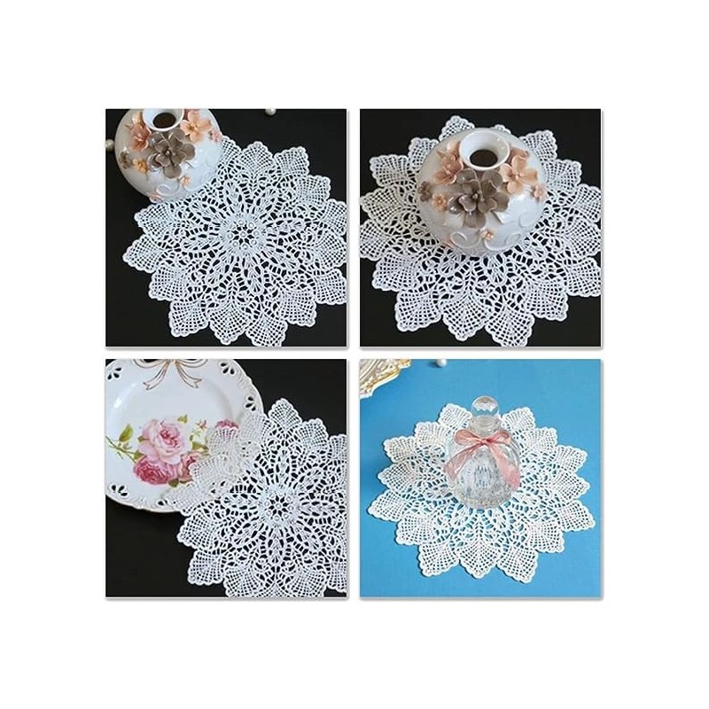 3 PCS Elegant Doyleys,Crocheted Lace Doilies,Round Placemats,Decorative placemats, lace placemats