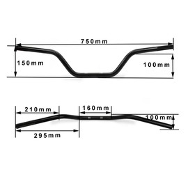 USTPO Motorcycle Handlebar 7/8" 22mm Cafe Racer Handlebars Drag Bars Universal For Cafe Race Bobber Motocross Dirt Pit Bike ATV Ebike Mini Bike Black