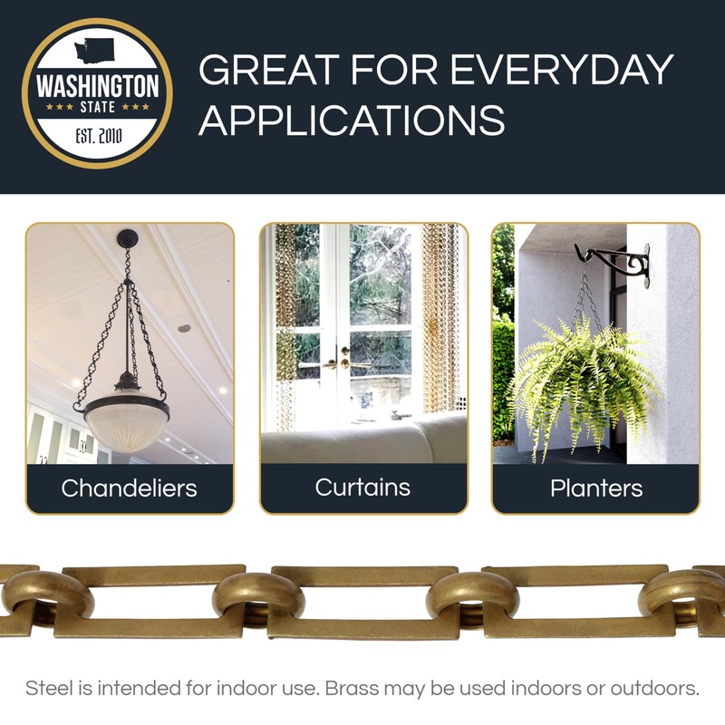 RCH Hardware Decorative Oil Bronzed Black Solid Brass Chain for