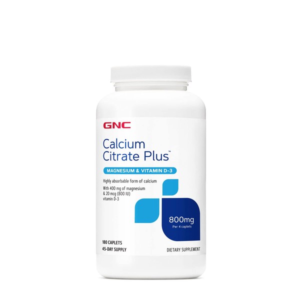 GNC Calcium Citrate Plus Magnesium & Vitamin D-3 800 mg - 180 Caplets