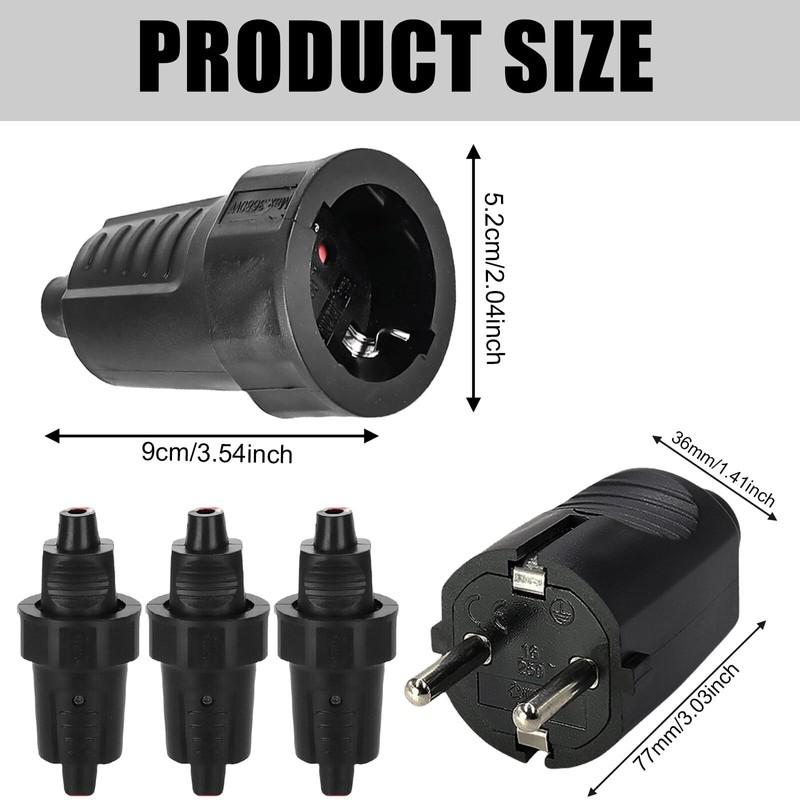 5 Pairs Schuko Plug Coupling: 250V 16A IP54 Protective Contact