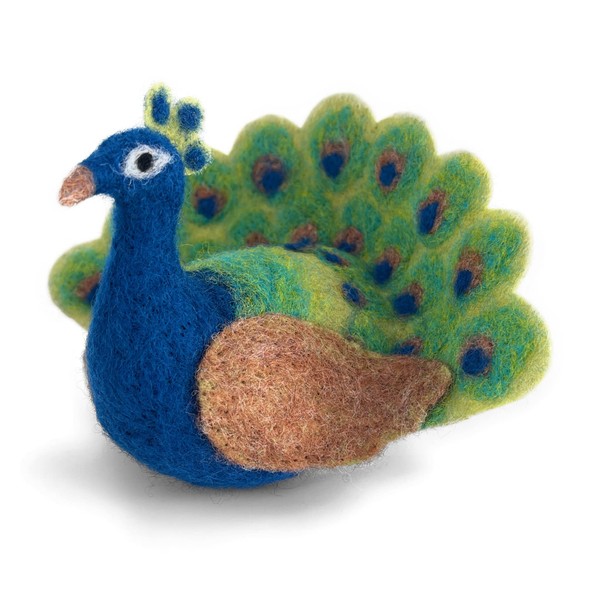 The Crafty Kit Company Fabulous Peacock Needle Felting Craft Kit for Imrpovers Including Corriedale Wool, Needles and Instructions
