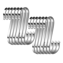 12 Pack S Hooks Stainless Steel S Shaped Hooks Heavy Duty Metal Hooks for Kitchen Utensils Office Bathroom Closet Workshop Garage Office Household Home Essential