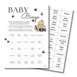Pooh Bear Baby Shower Bingo Game | Pack of 20 | Winnie design