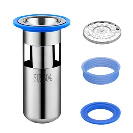 LamChyar Floor Drain Backflow Preventer, 304 Stainless Steel, Shower Drain Backflow Preventer with Hair Catcher, Sewer Odor Proof, Depth 4.13"