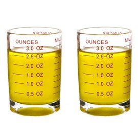 Shot Glass Measuring Cup 3 Ounce/90ML Liquid Heavy High Espresso Glass Cup 2 pcs by TIYOORTA (Red 90ML 2PCS)
