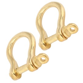 Sunicon 2pcs Metal D-Ring Pure Brass Anchor Shackle Pure Brass U-Type Chain Shackle Screw Pin Bow Shackle Key Ring Hook Golden Connection Buckle