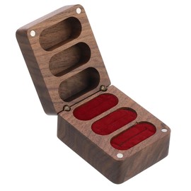 PATIKIL Ring Box, Wooden Ring Boxes with 3 Slot Engagement Ring Box Holder Jewelry Box for Proposal Wedding Ceremony, Red