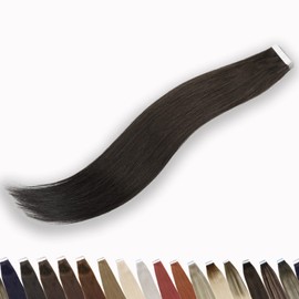 Belowilif Tape in Extensions Human Hair - Natural Black, Pre-taped Reusable Double sided Seamless Invisible Real Remy Skin Weft with Upgrade Strong Tape 4 x 0.9cm (1.58 x 0.36 Inch) 50g 20 pcs 20 Inch